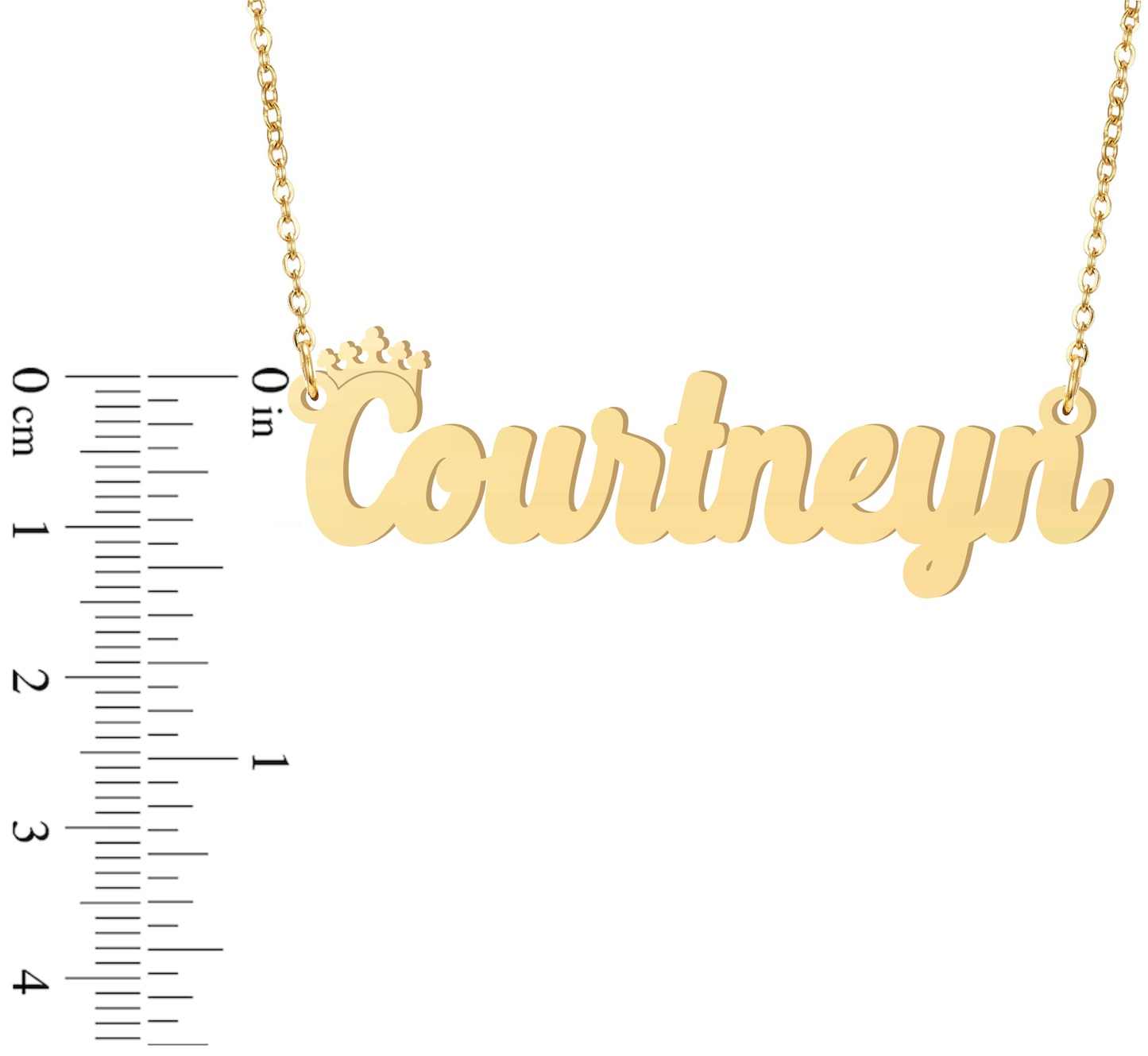 Prime & Pure 9K Yellow Gold Name Necklace Courtneyn with Crown