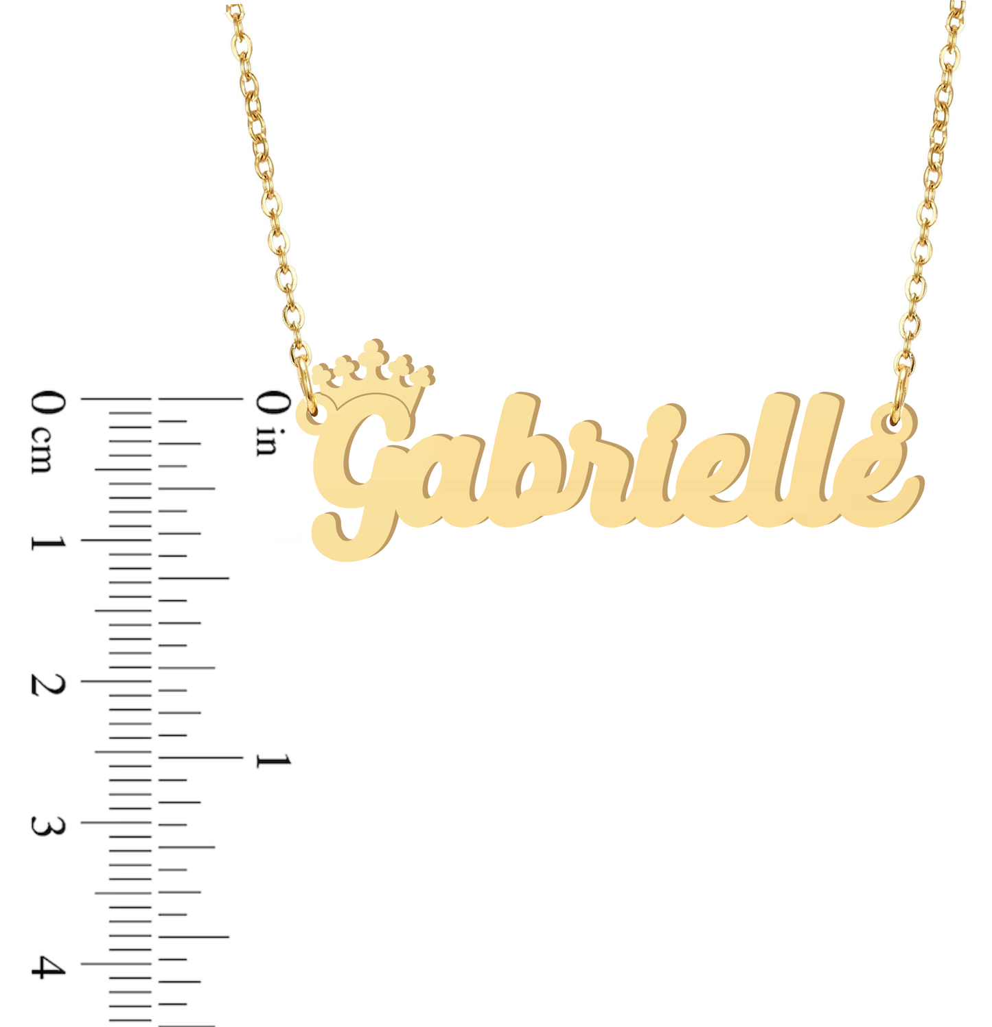 Prime & Pure 9K Yellow Gold Name Necklace Gabrielle with Crown