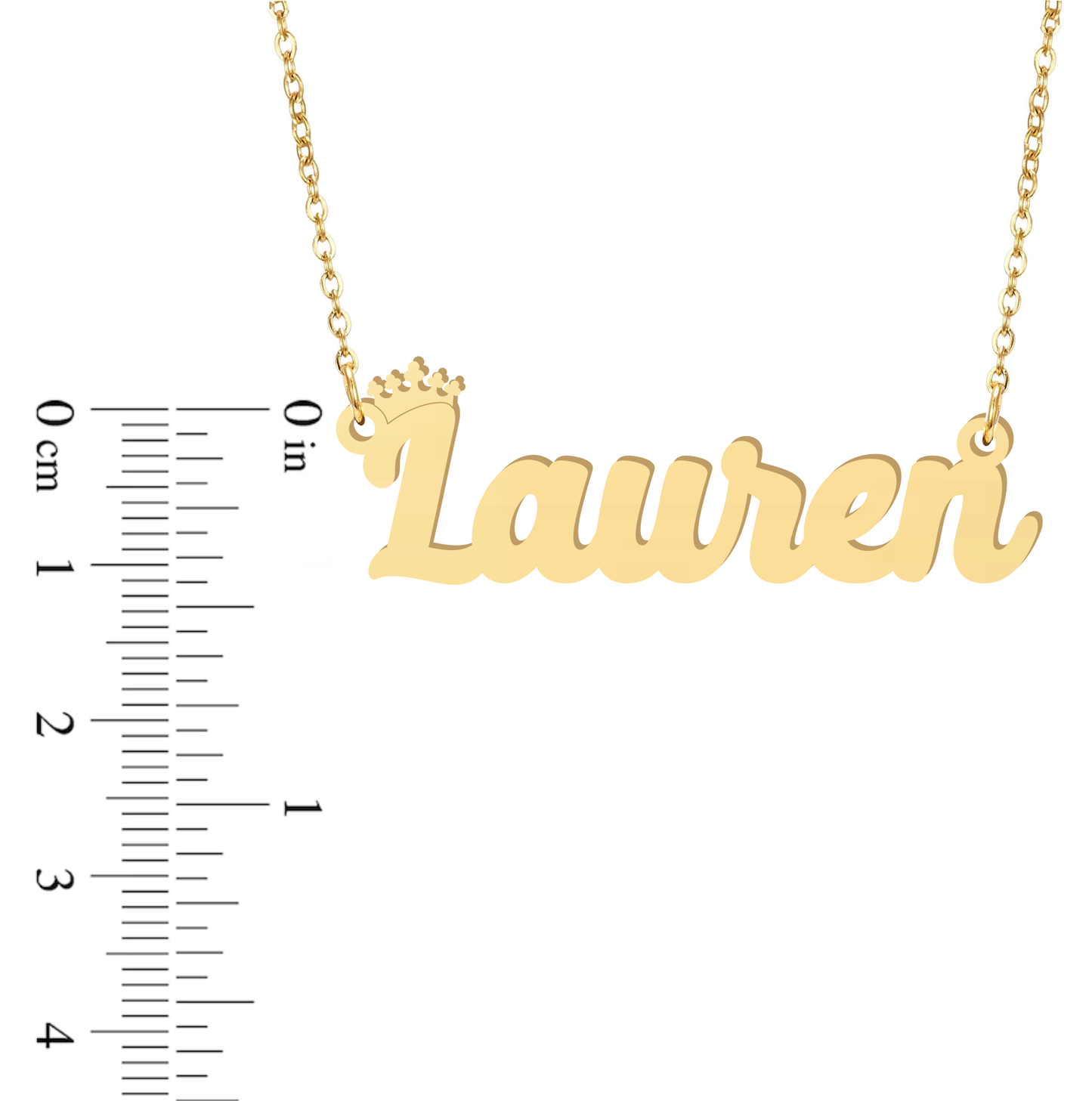 Prime & Pure 9K Yellow Gold Name Necklace Lauren with Crown