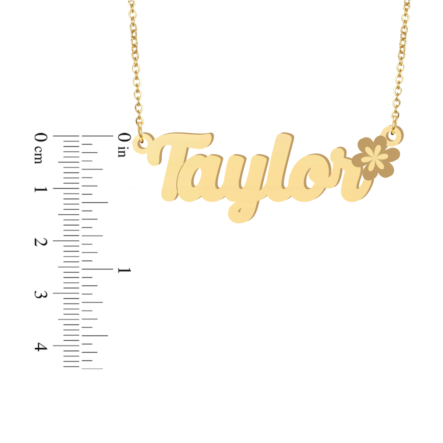 Prime & Pure 9K Yellow Gold Name Necklace Taylor with Flower
