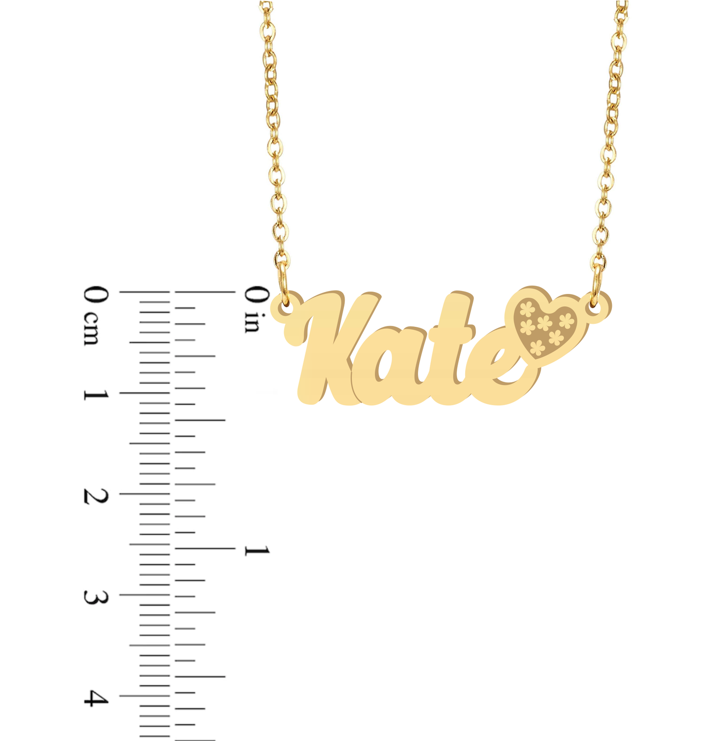 Prime & Pure 9K Yellow Gold Name Necklace Kate with Heart