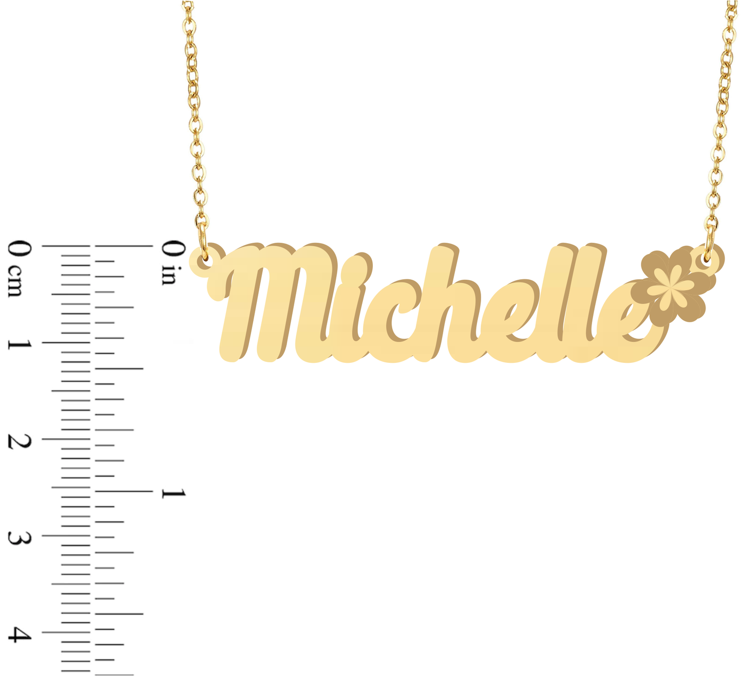 Prime & Pure 9K Yellow Gold Name Necklace Michelle with Flower