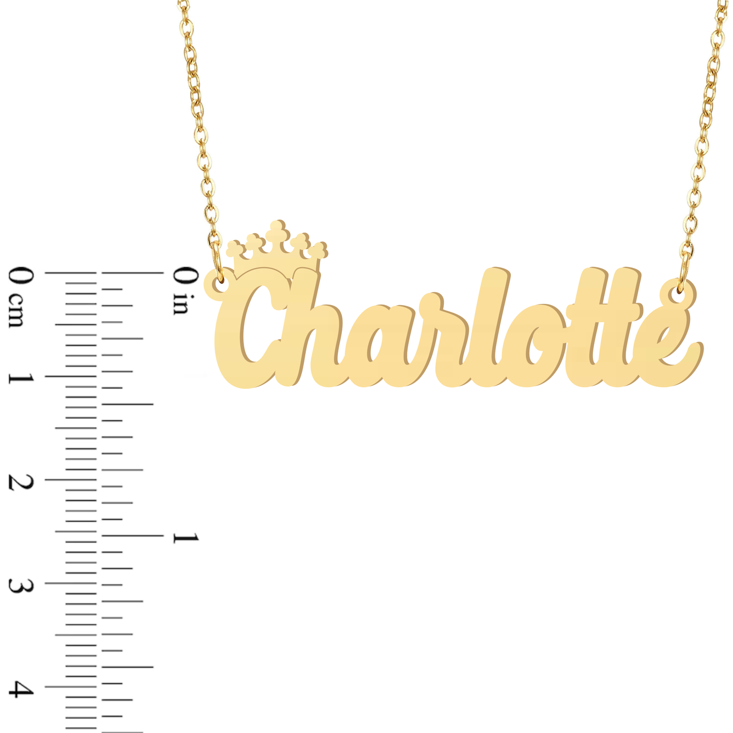 Prime & Pure 9K Yellow Gold Name Necklace Charlotte with Crown