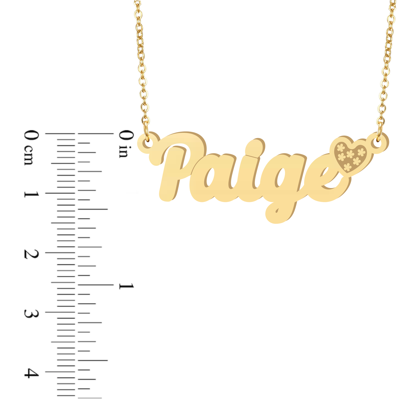 Prime & Pure 9K Yellow Gold Name Necklace Paige with Heart