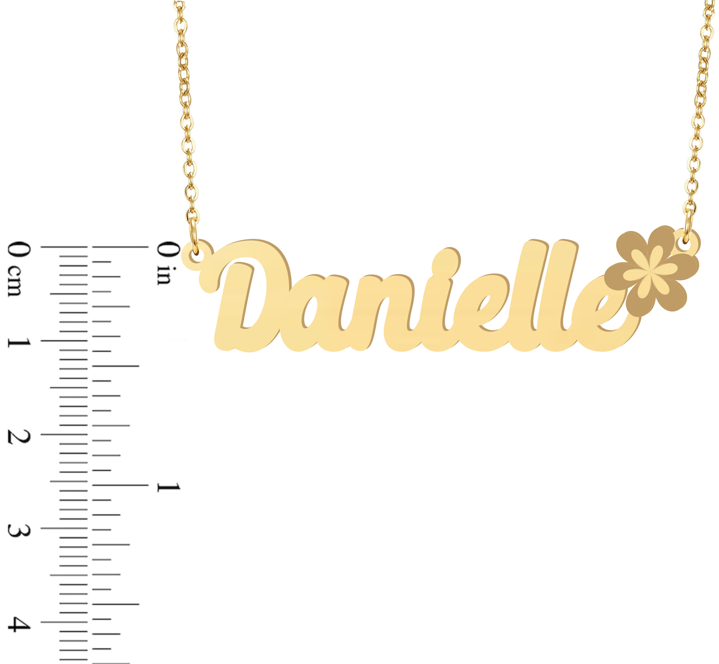 Prime & Pure 9K Yellow Gold Name Necklace Danielle with Flower