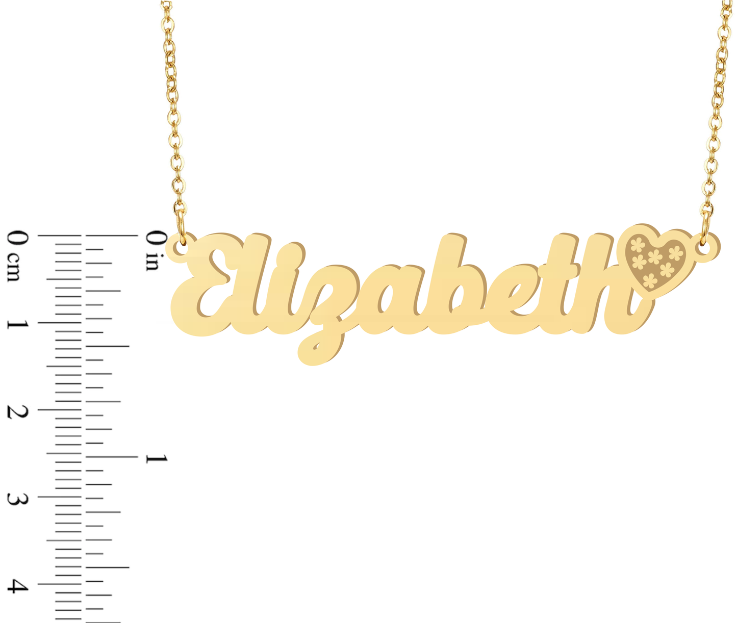 Prime & Pure 9K Yellow Gold Name Necklace Elizabeth with Heart
