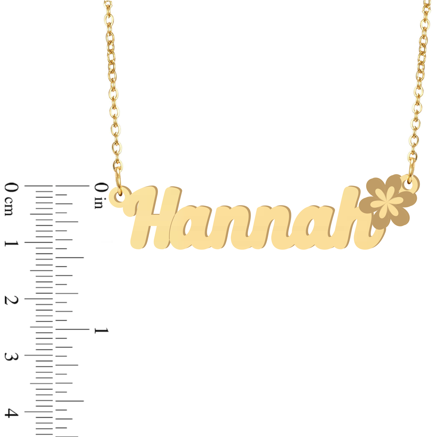 Prime & Pure 9K Yellow Gold Name Necklace Hannah with Flower