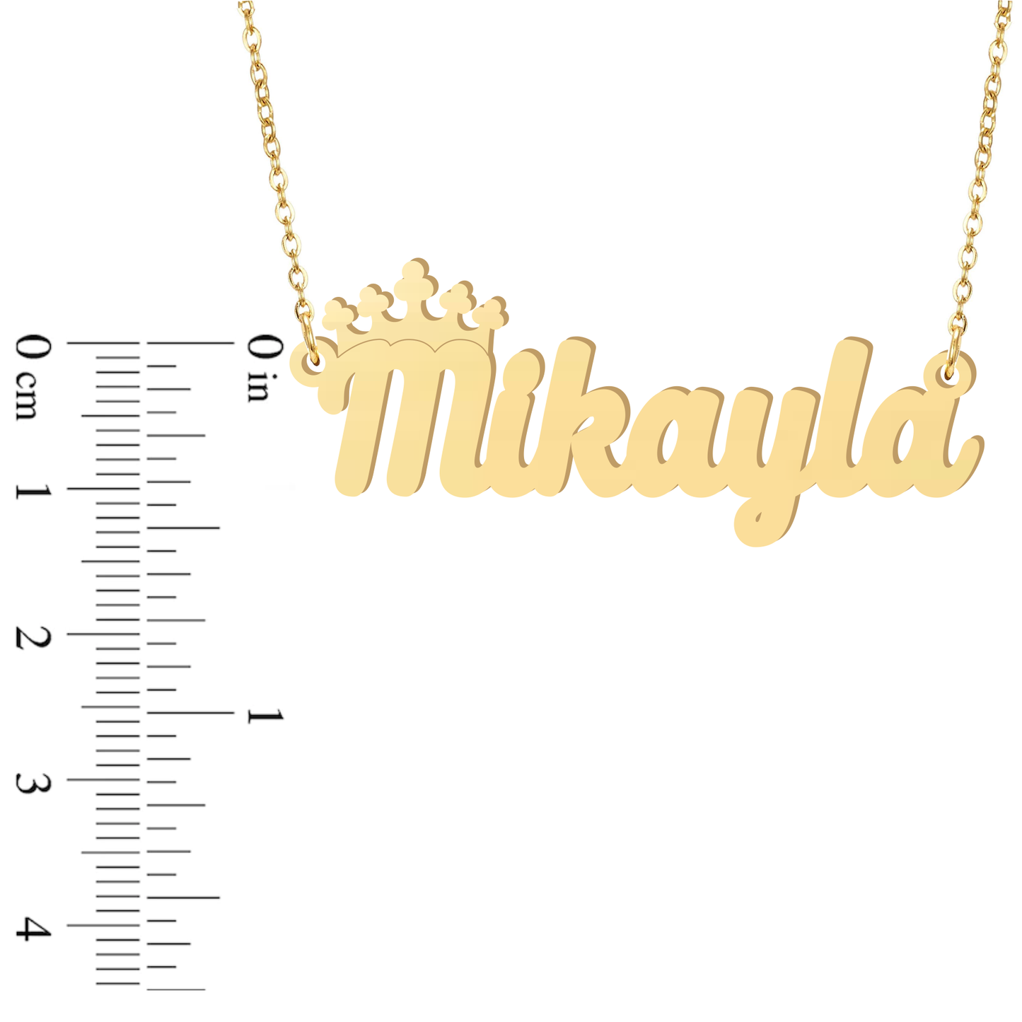 Prime & Pure 9K Yellow Gold Name Necklace Mikayla with Crown