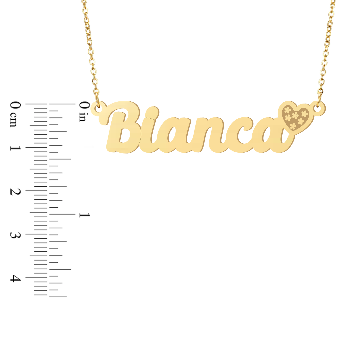 Prime & Pure 9K Yellow Gold Name Necklace Bianca with Heart