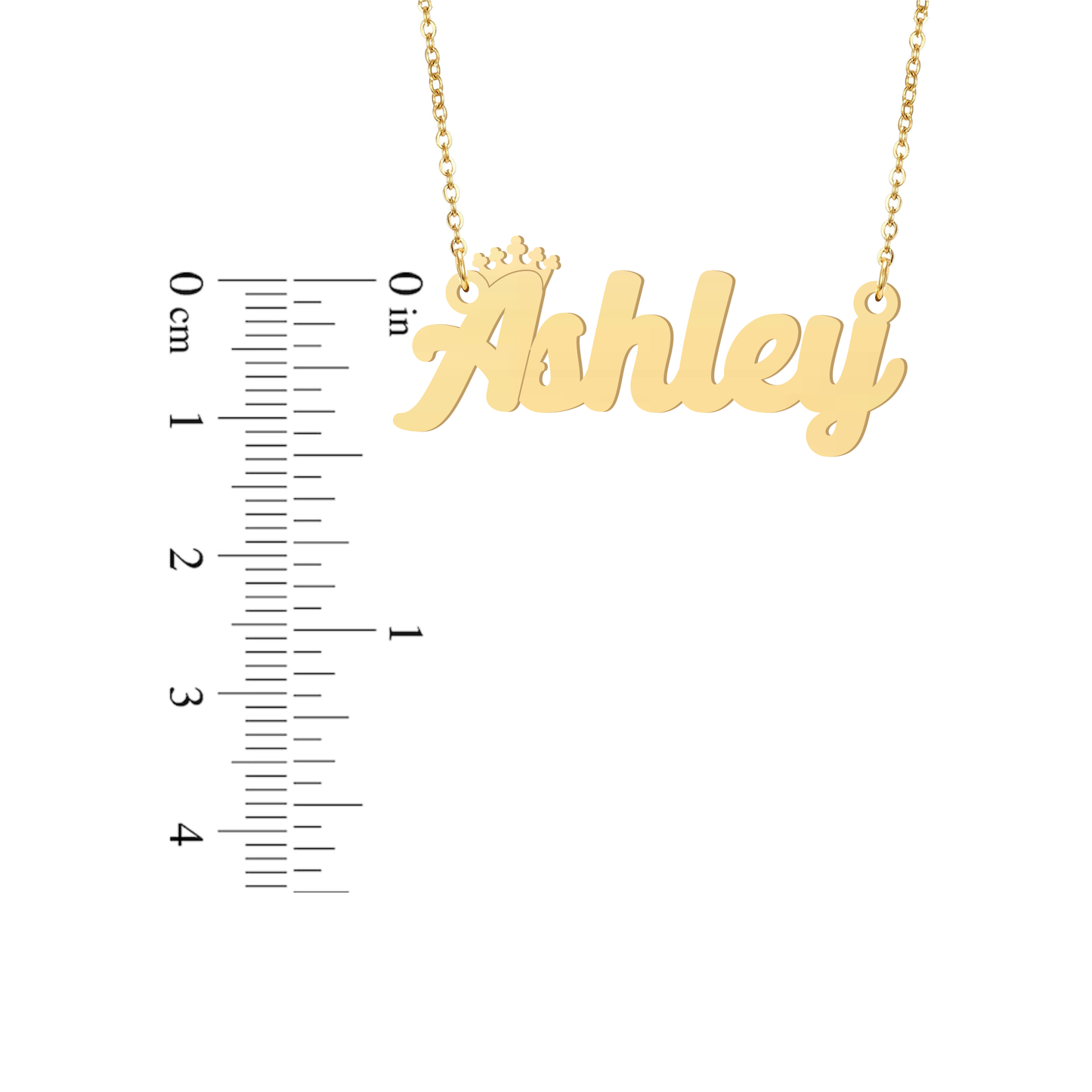 Prime & Pure 9K Yellow Gold Name Necklace Ashley with Crown