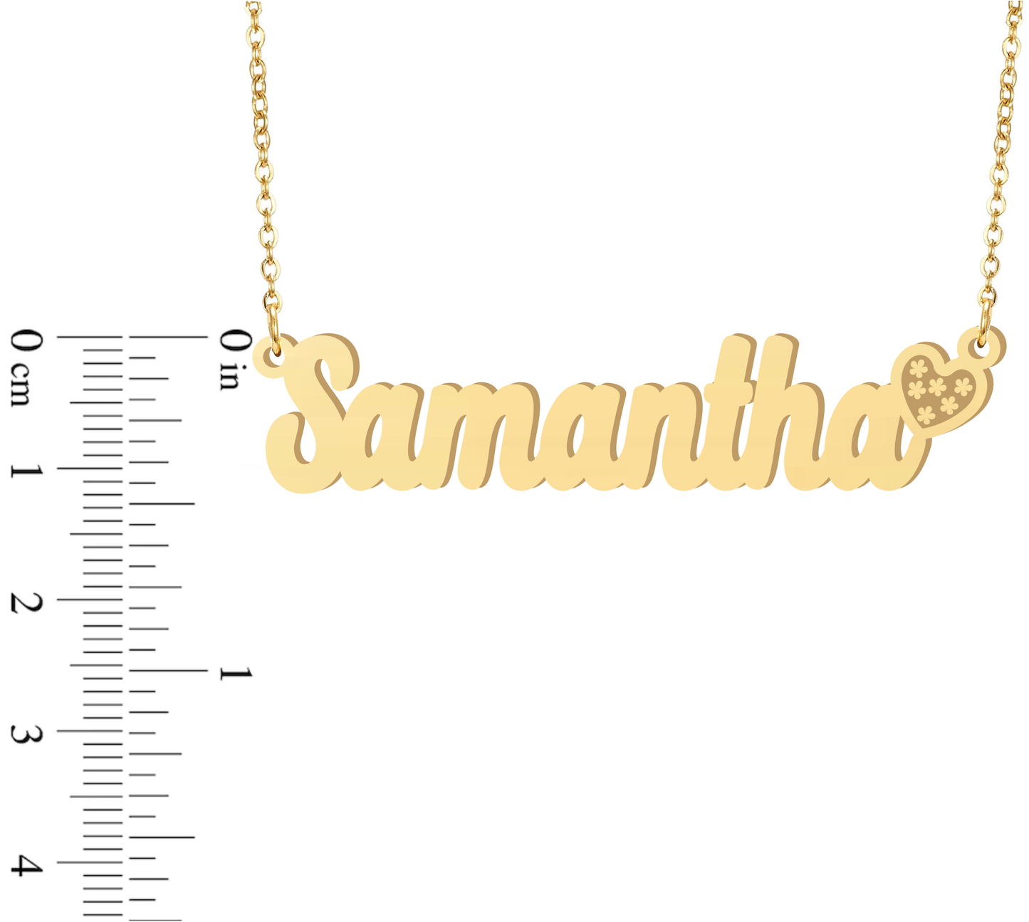 Prime & Pure 9K Yellow Gold Name Necklace Samantha with Heart