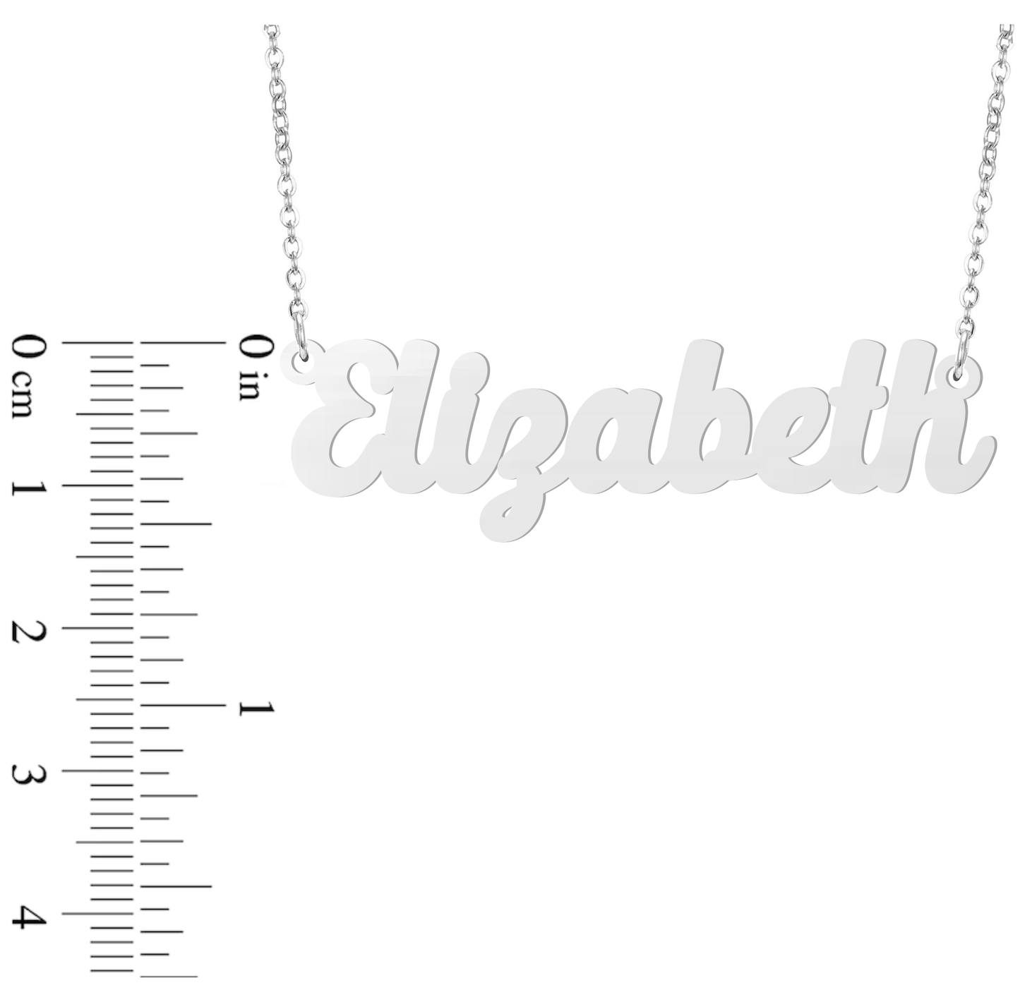 Prime & Pure 9K White Gold Name Necklace Elizabeth