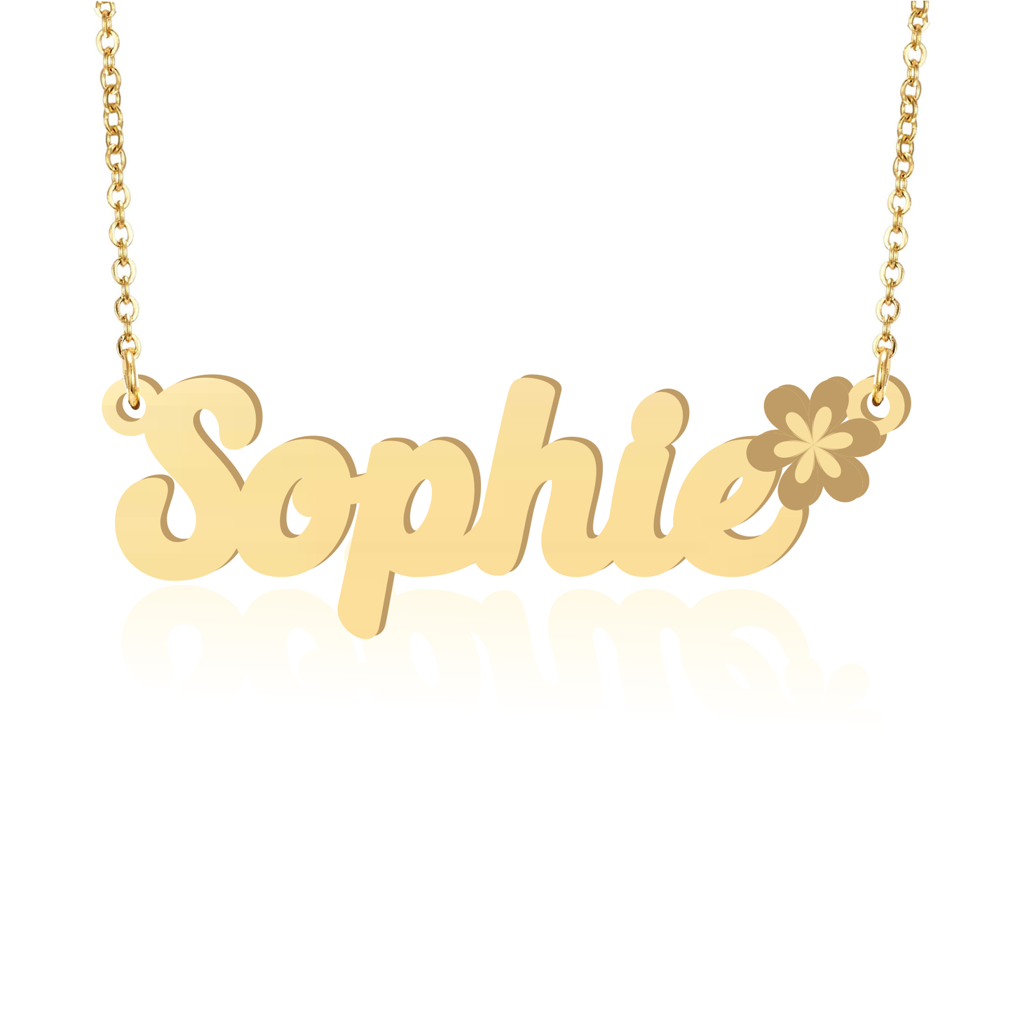 Prime & Pure 9K Yellow Gold Name Necklace Sophie with Flower