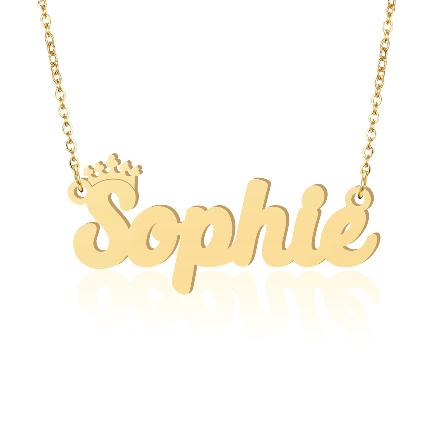 Prime & Pure 9K Yellow Gold Name Necklace Sophie with Crown