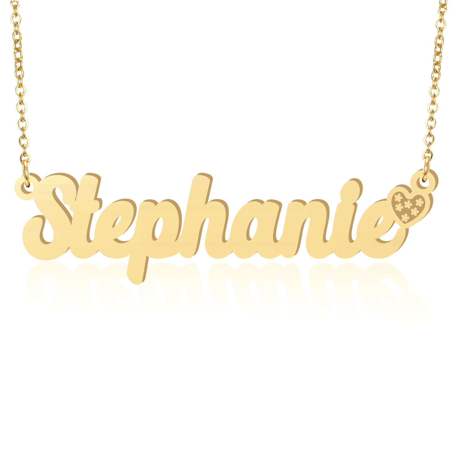 Prime & Pure 9K Yellow Gold Name Necklace Stephanie with Heart