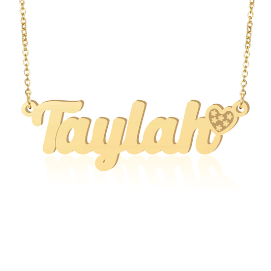 Prime & Pure 9K Yellow Gold Name Necklace Taylah with Heart