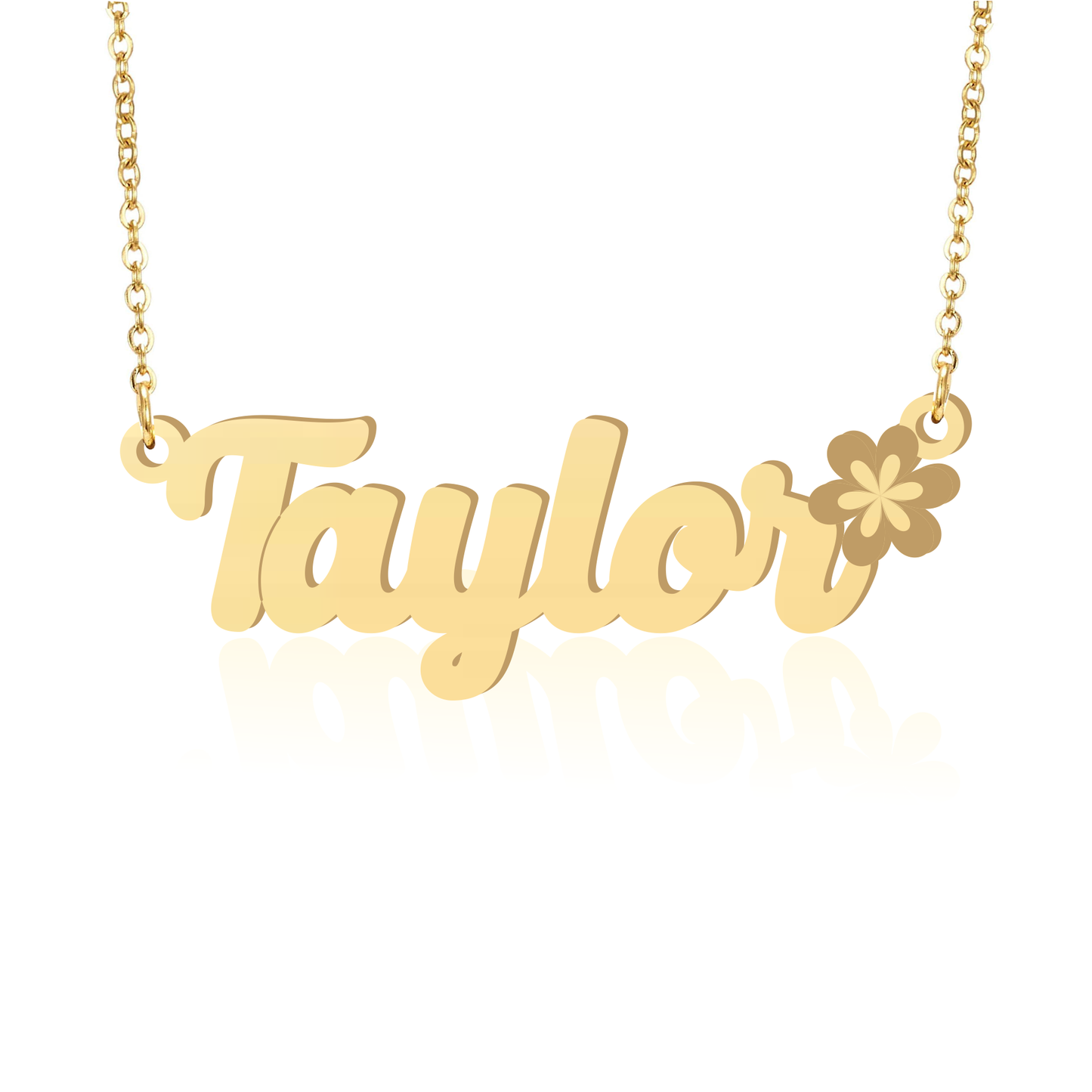 Prime & Pure 9K Yellow Gold Name Necklace Taylor with Flower