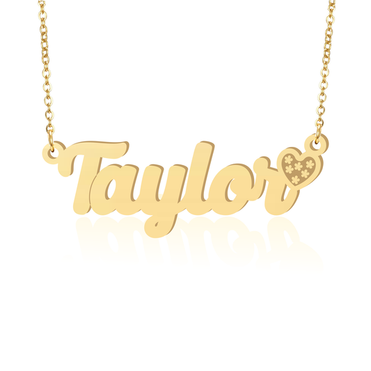 Prime & Pure 9K Yellow Gold Name Necklace Taylor with Heart