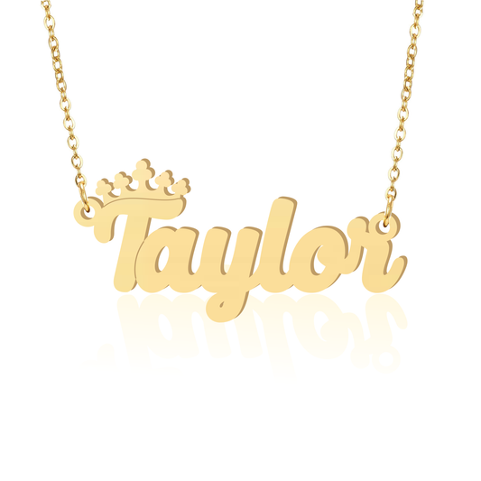 Prime & Pure 9K Yellow Gold Name Necklace Taylor with Crown