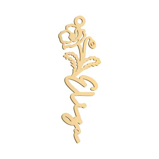 August Birthflower Name Necklace