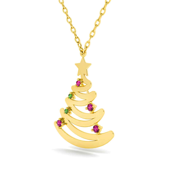 Christmas Tree with gems Necklace