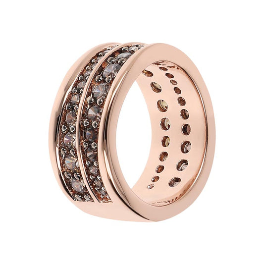 Bronzallure Altissima Brown Cubic Zirconia Two Rows Ring