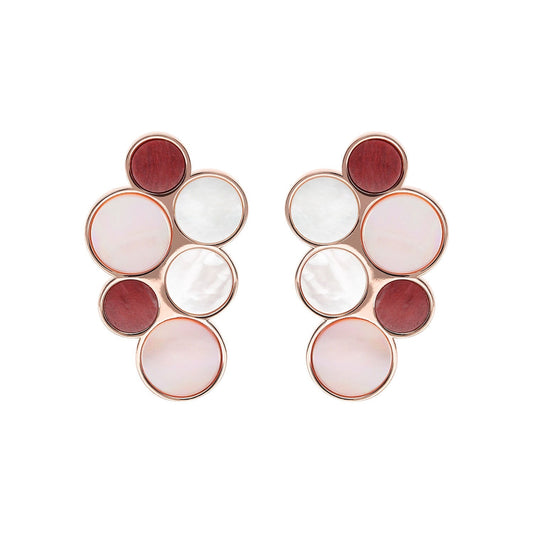Bronzallure Alba Red Fossil Mop Flat Earrings