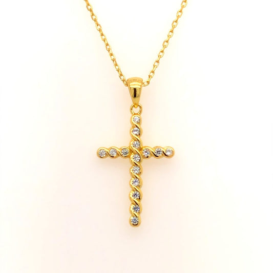 Gold Plated Zirconia Cross