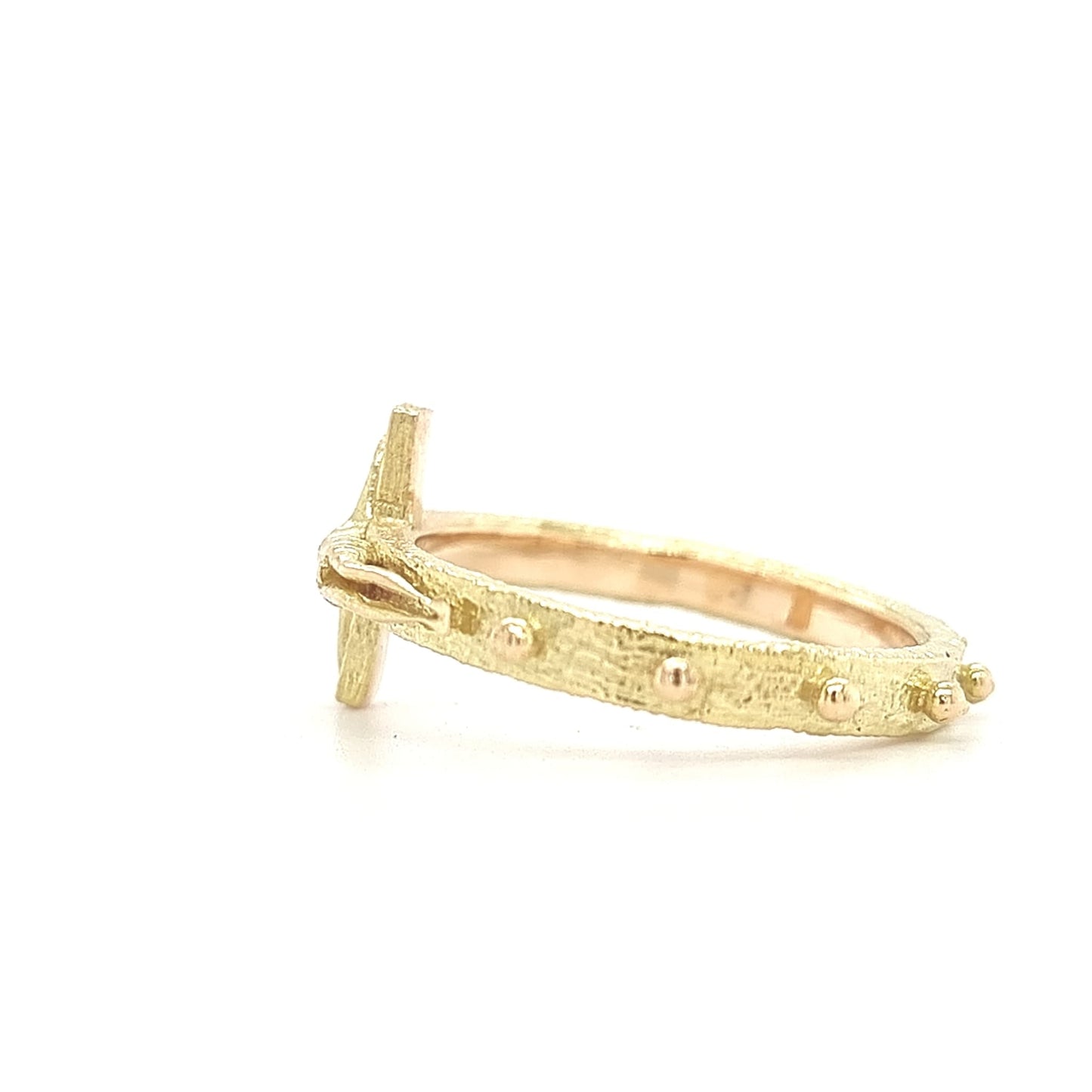 Cross Gold Ring with White Diamond