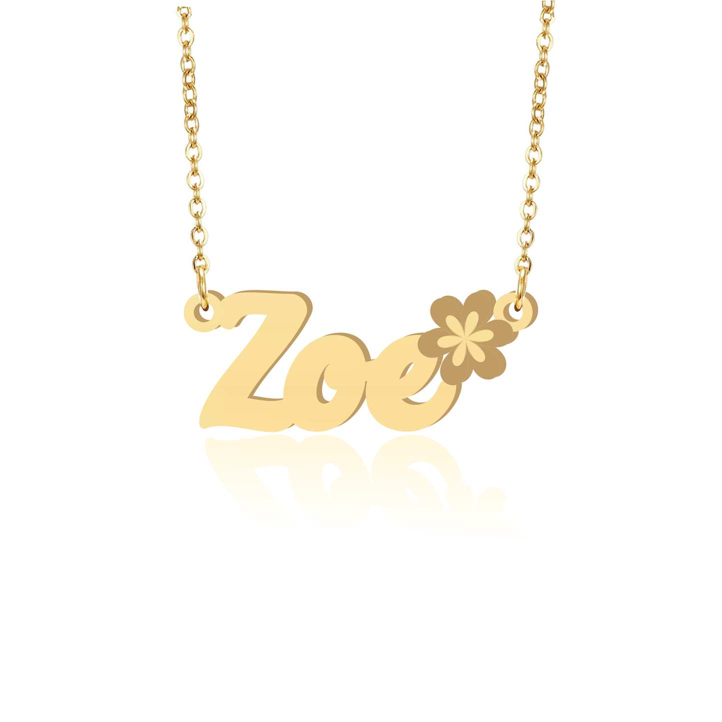 Prime & Pure 9K Yellow Gold Name Necklace Zoe with Flower