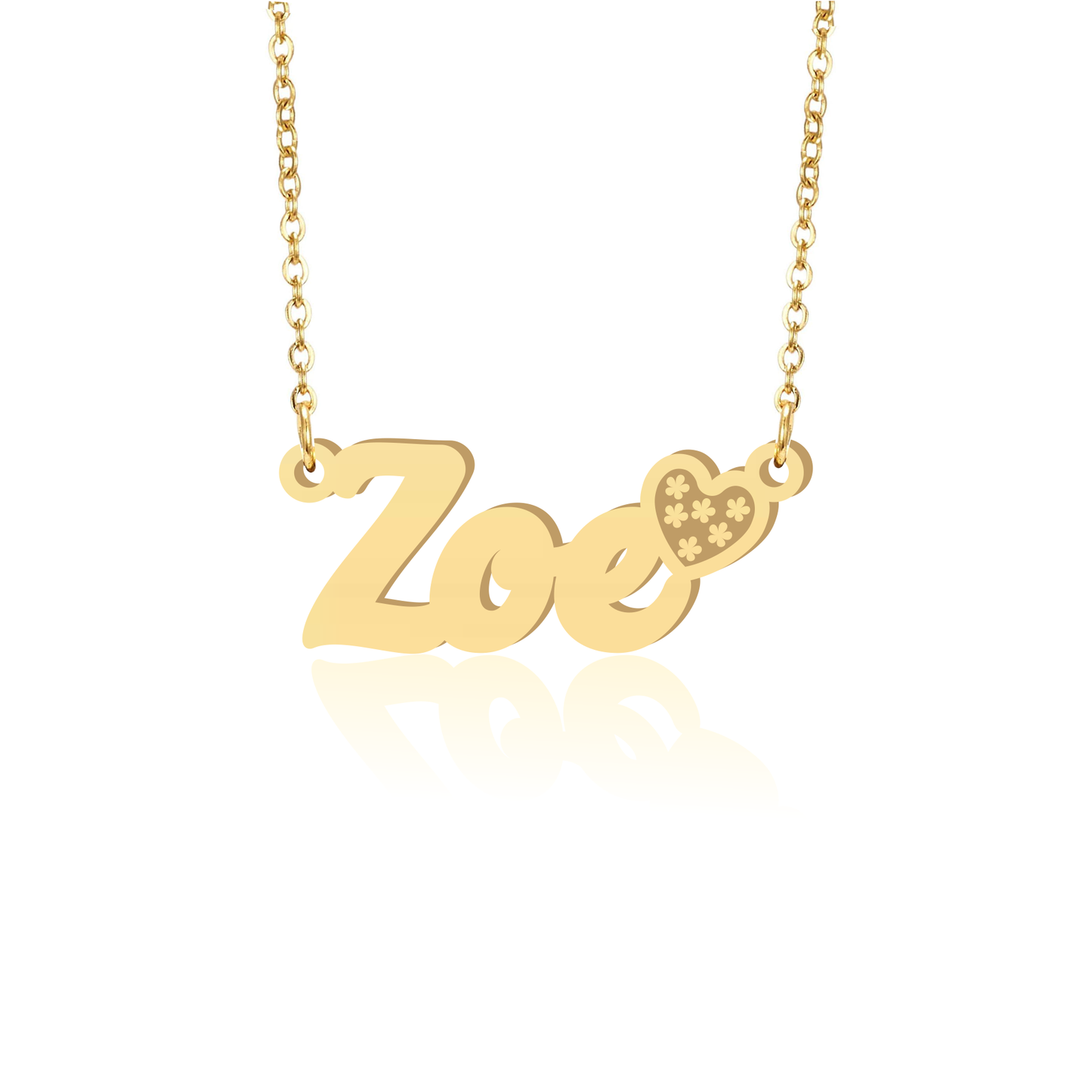 Prime & Pure 9K Yellow Gold Name Necklace Zoe with Heart