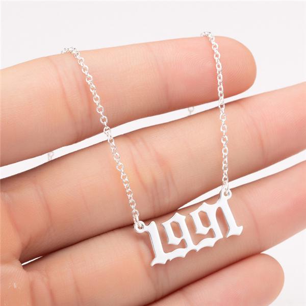 Prime & Pure Sterling Silver Birthyear Necklace 1991