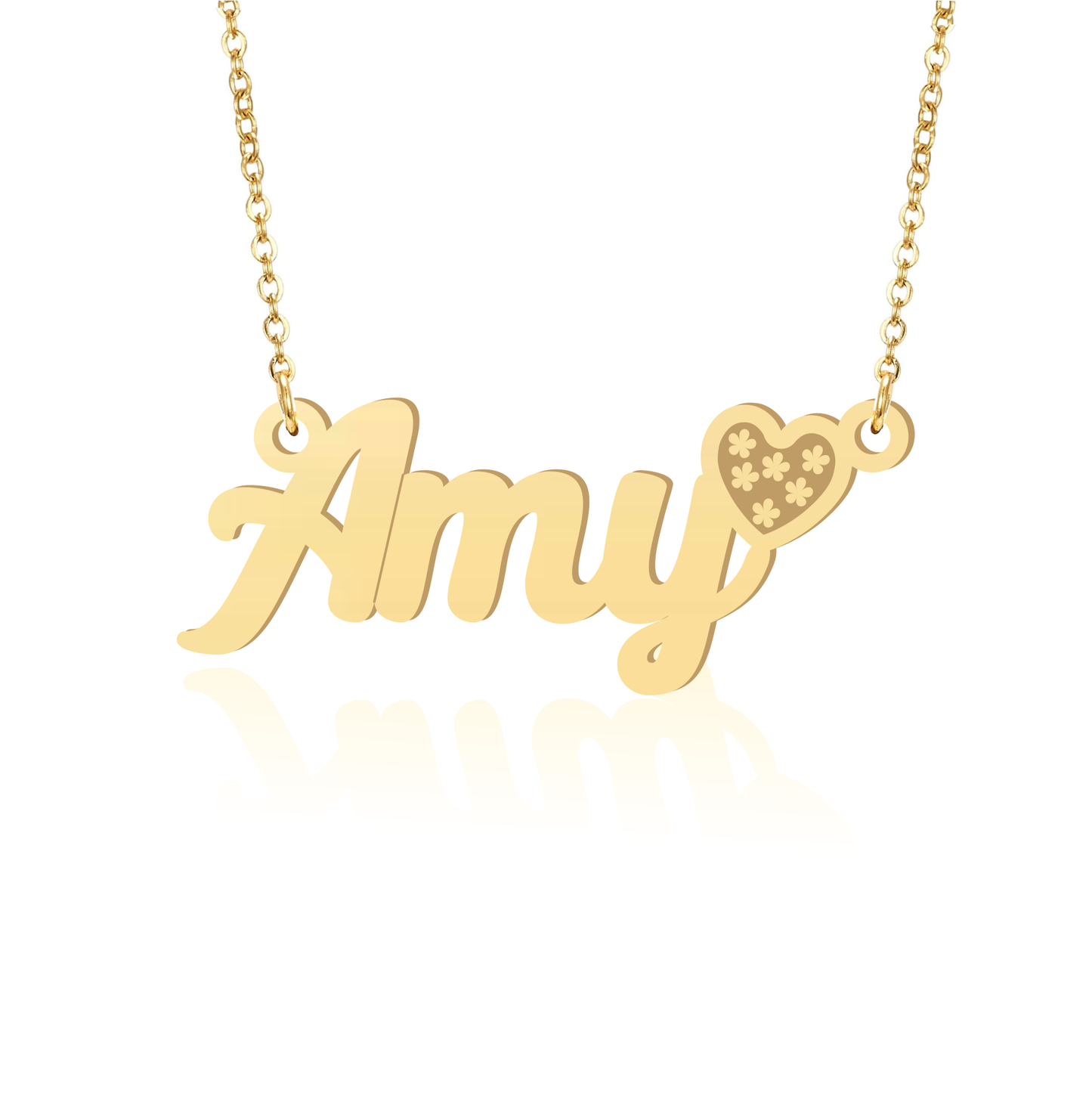 Prime & Pure 9K Yellow Gold Name Necklace Amy with Heart