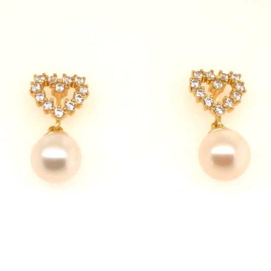 Zirconia Heart with Pearl Silver Earrings