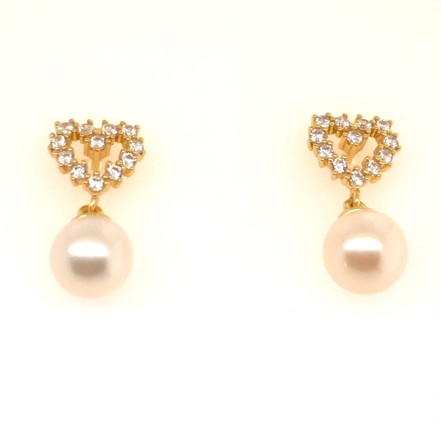 Zirconia Heart with Pearl Silver Earrings