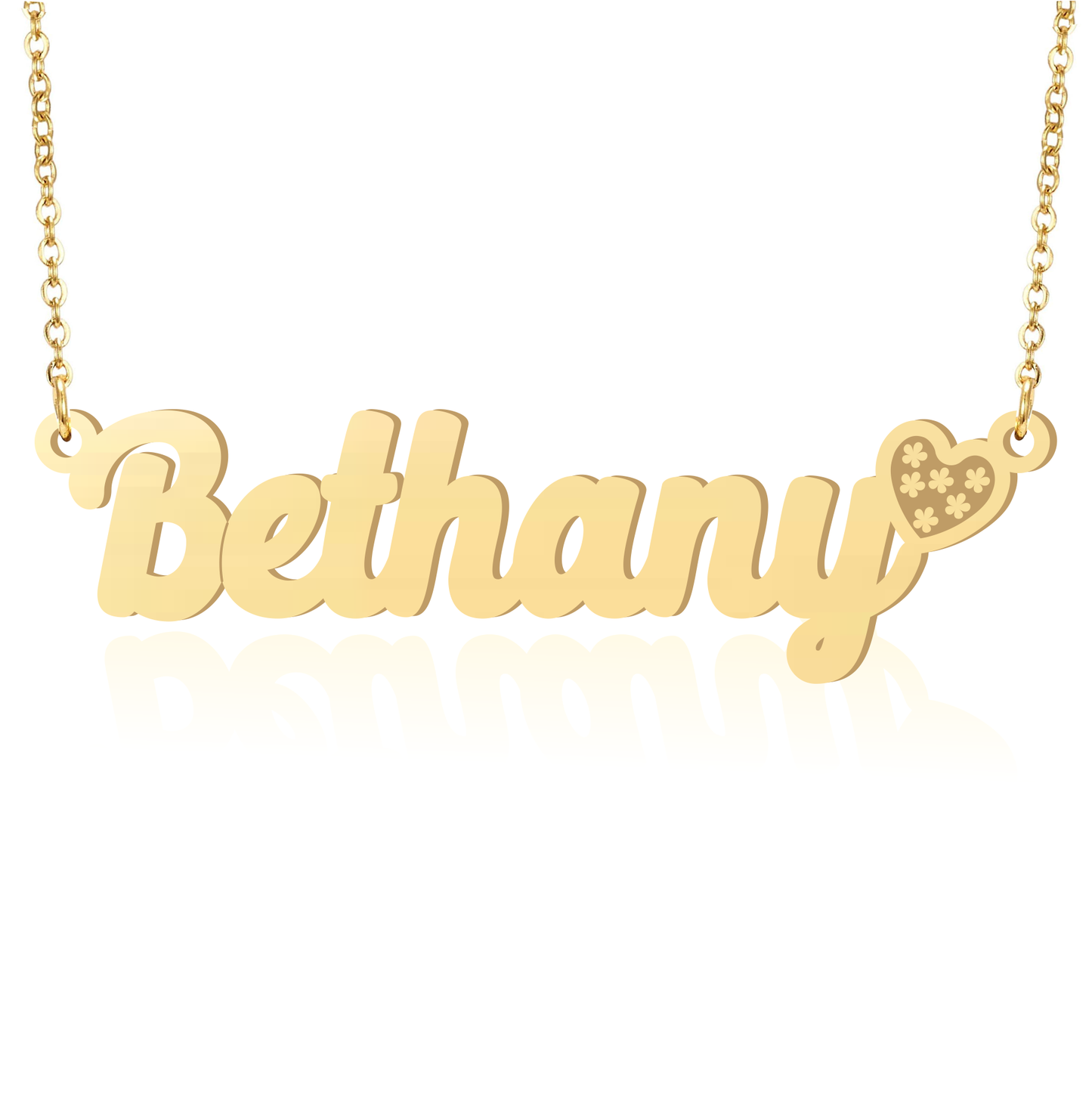 Prime & Pure 9K Yellow Gold Name Necklace Bethany with Heart