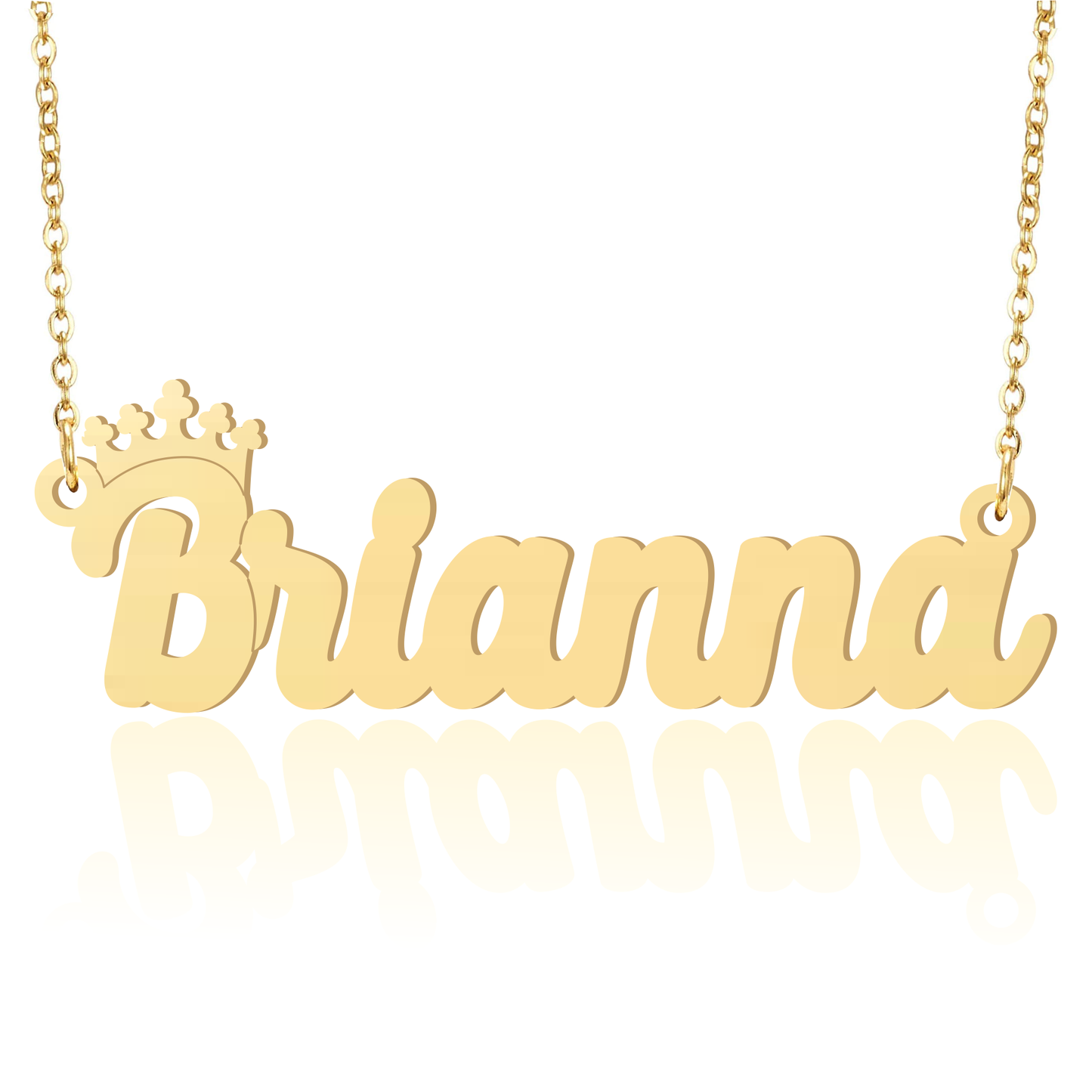 Prime & Pure 9K Yellow Gold Name Necklace Brianna with Crown