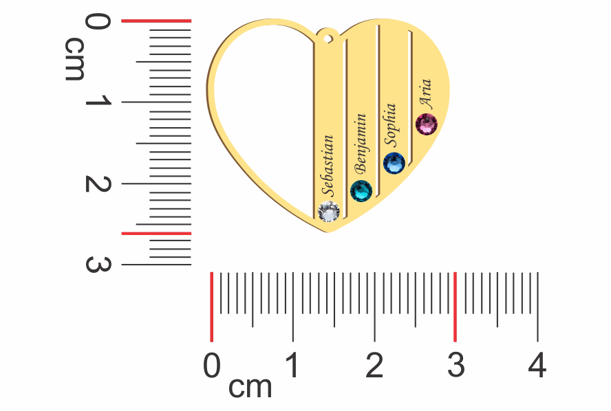 Half Heart family Birthstones Necklace