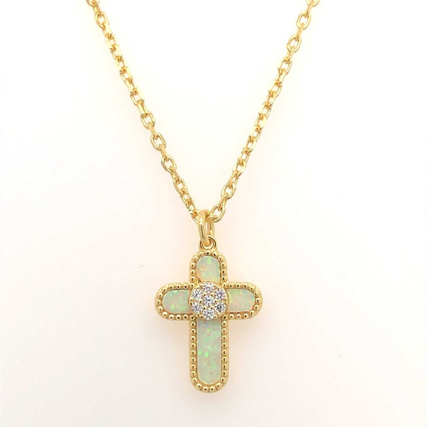 White Stone Gold Plated Cross