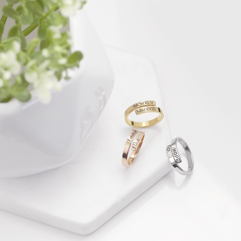 Engraved Double Name Ring