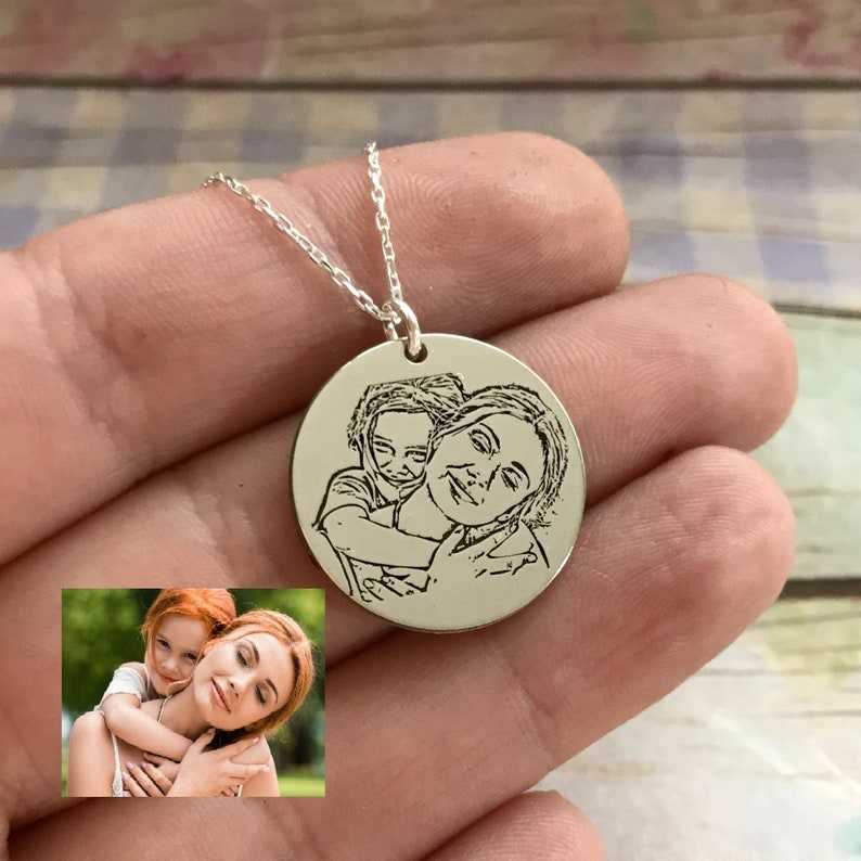 Photo Sketch Engraved Necklace