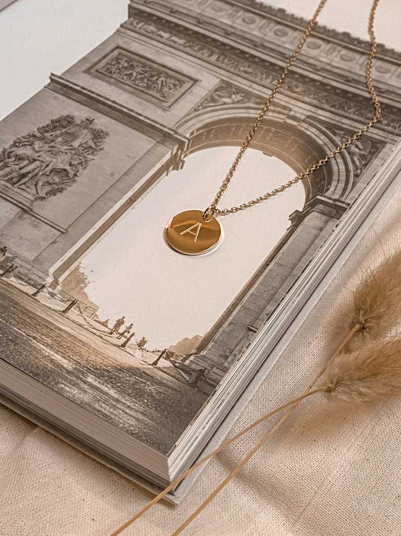Engraved Disc Initial Necklace