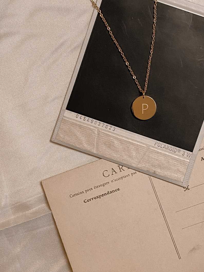 Engraved Disc Initial Necklace