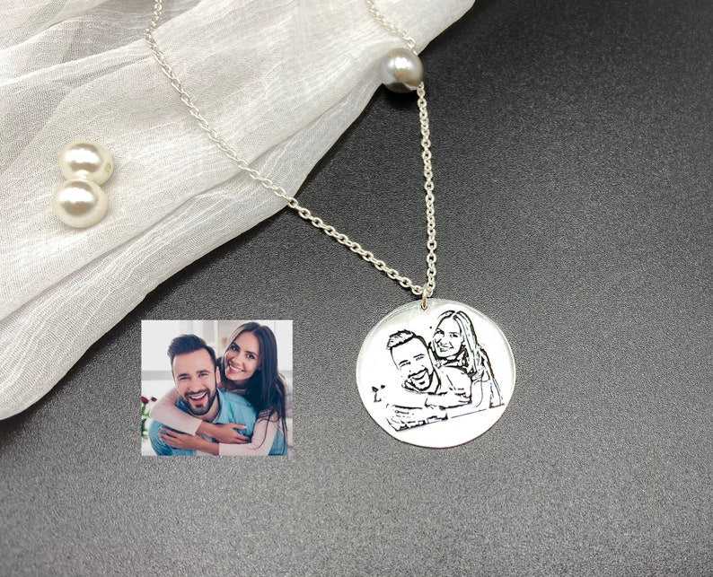 Photo Sketch Engraved Necklace