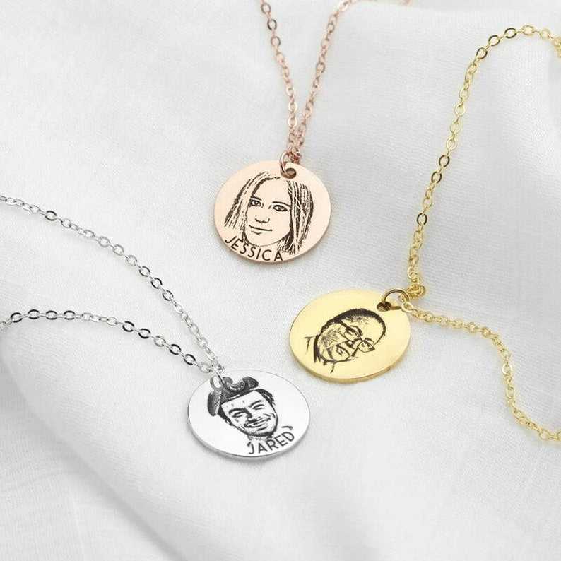 Photo Sketch Engraved Necklace