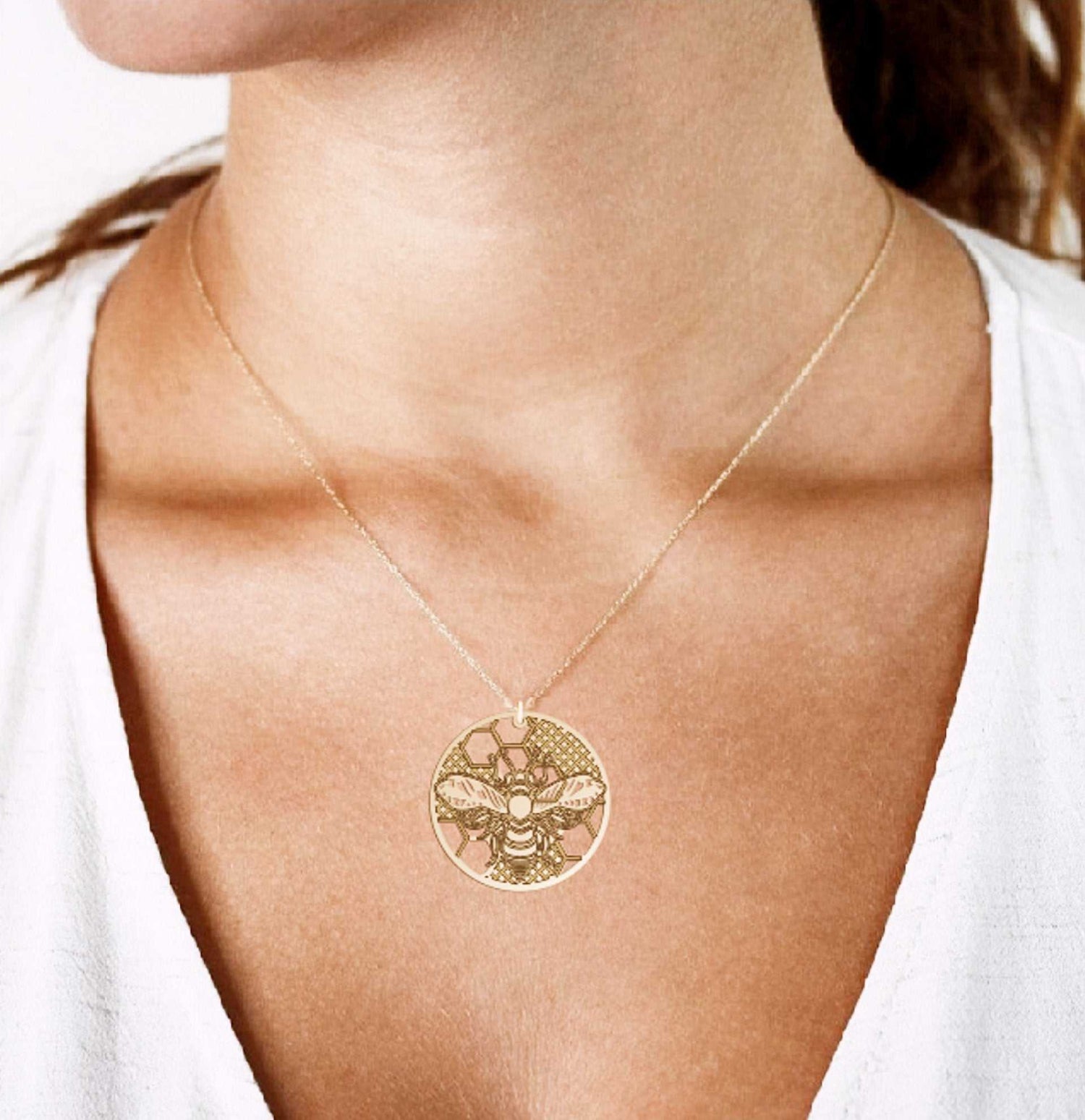 Bee in Circle Necklace