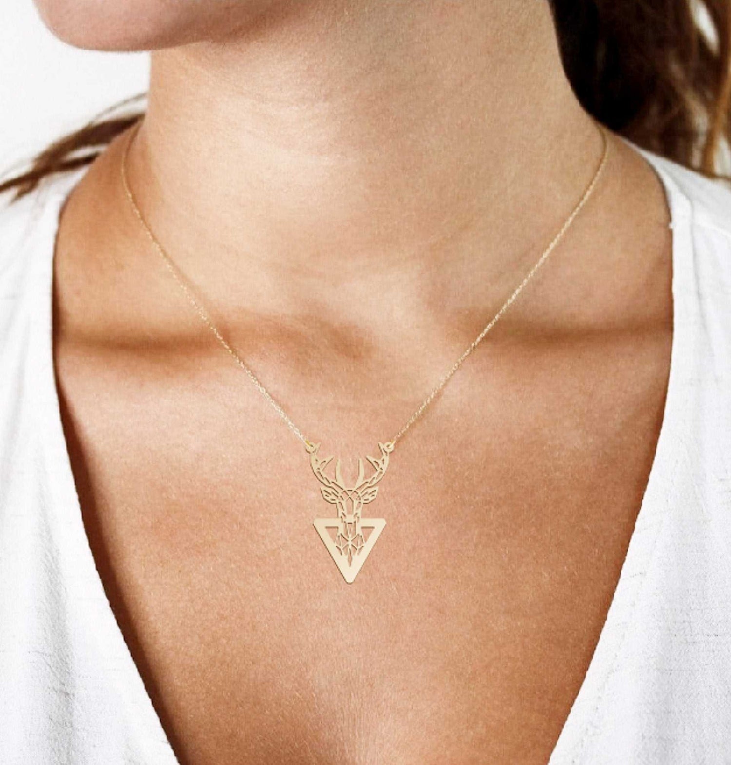 Geometric Deer (1) Necklace