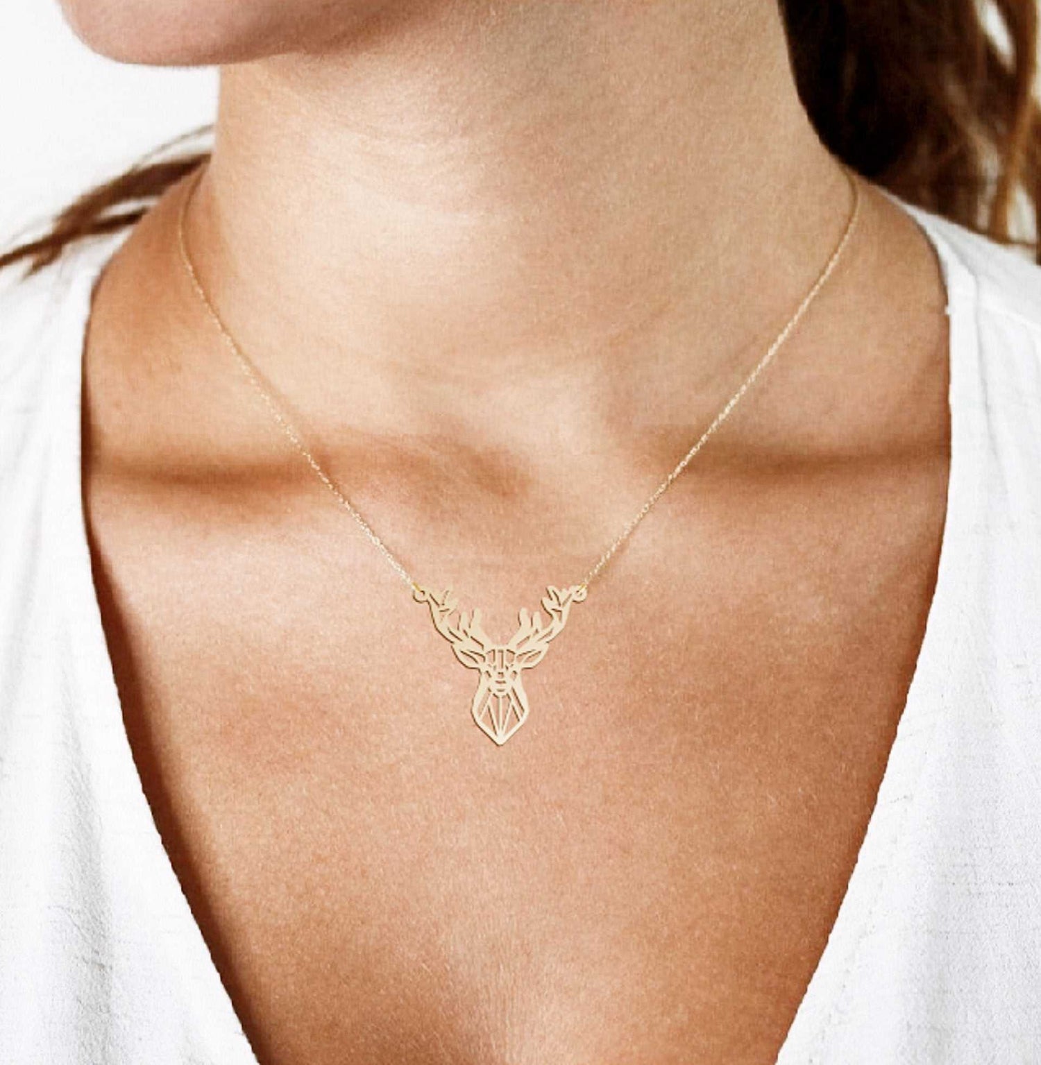 Geometric Deer (2) Necklace