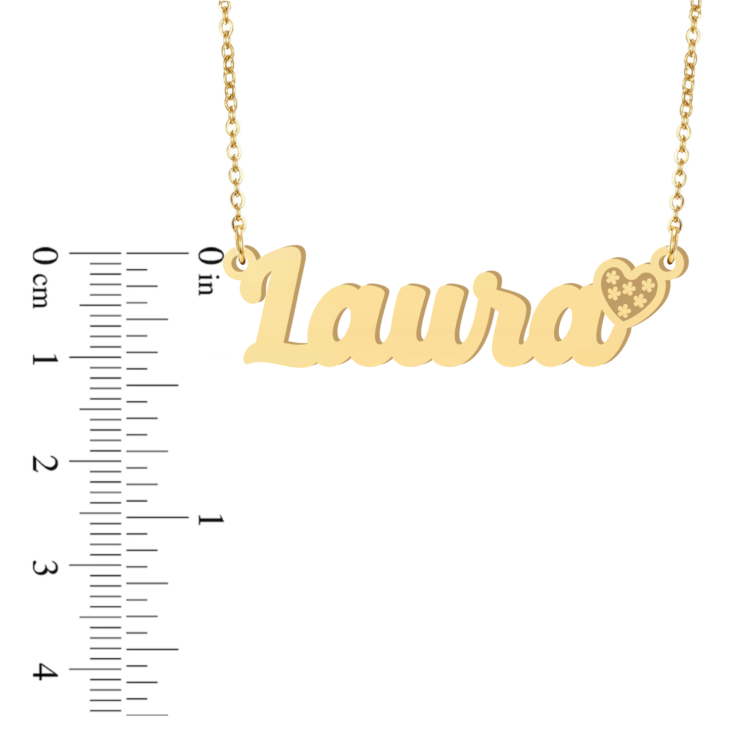 Prime & Pure 9K Yellow Gold Name Necklace Laura with Heart