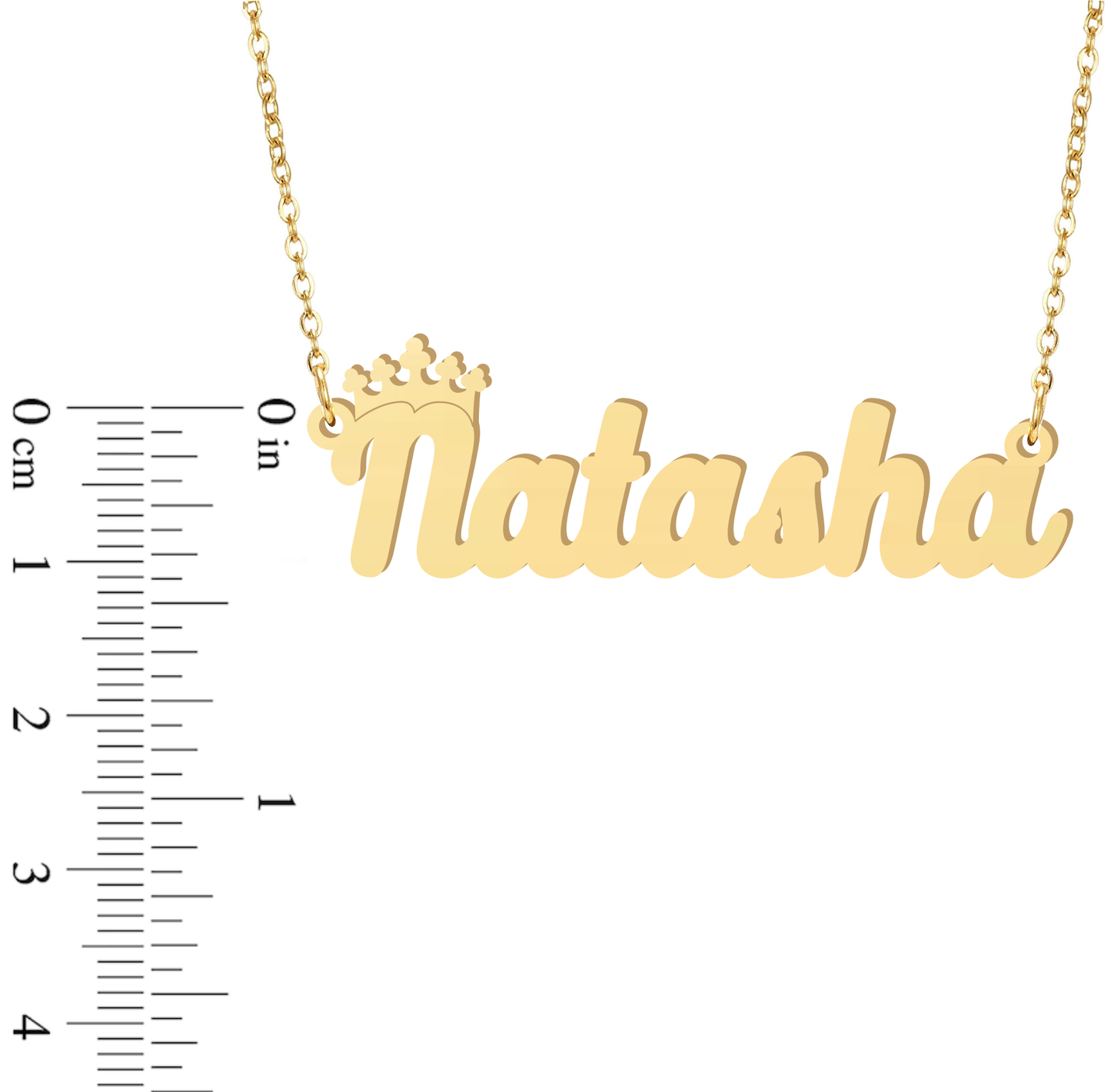 Prime & Pure 9K Yellow Gold Name Necklace Natasha with Crown